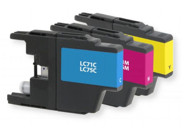 Clover Imaging Group 118196 Remanufactured Cyan, Magenta, Yellow Ink Cartridges for Brother LC71, 3-Pack; Cyan, Magenta, and Yellow Color; High yield; UPC 801509370430 (CIG 118196 118-196 118 196 LC 713PKS LC-71 3PKS LC 71 3PKS LC-71-3PKS)