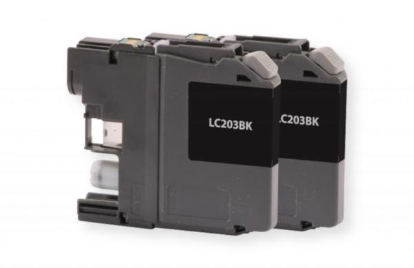 Clover Imaging Group 118197 Remanufactured High Yield Black Ink Cartridge for Brother LC203, 2 Packs; Black Color; High Yield; UPC 801509370447 (CIG 118197 118-197 118 197 LC2032PKS LC-2032PKS LC 203 2PKS LC-203-2PKS LC203)