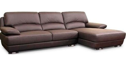 Wholesale Interiors 1182-M9805-sofa/RFC Euclid Brown Leather Modern Sectional Sofa, Brown genuine leather on seat surfaces with leather match on back and sides, Kiln-dried hardwood frame, Polyurethane foam cushioning; medium-firm, All cushions are fully attached and non-removable, Black wooden base and legs, Non-marking feet, UPC 847321002616 (1182M9805sofaRFC 1182-M9805-sofa-RFC 1182 M9805 sofa RFC)