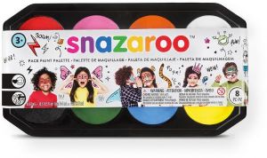 Snazaroo 1194040 Face Painting Palette Kit; This jumbo eight color palette is perfect for fund raisers and professional painters; Enough paint for 400 full faces; Suitable For Sensitive Skin; Snazaroo face paints are specially formulated to be friendly to the most delicate skin and are fragrance free; UPC 766416808189 (1194040 119-4040 PAINTING-1194040 SNAZAROO1194040 SNAZAROO-1194040 SNAZAROO-119-4040) 
