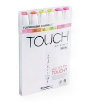 ShinHan Art 1200623 TOUCH Twin Brus Fluorescent Colors 6-Piece Marker Set; An advanced alcohol-based ink formula that ensures rich color saturation and coverage with silky ink flow; The alcohol-based ink doesn't dissolve printed ink toner, allowing for odorless, vividly colored artwork on printed materials; The delivery of ink flow can be perfectly controlled to allow precision drawing; EAN 8809326961895 (SHINHAN-ART-1200623 TOUCH-TWIN-BRUS-1200623 PAINTING DRAWING) 