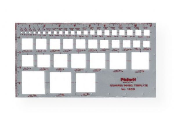 Pickett 1205I Squares Template; Contains 41 squares from 1/16