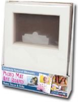 Crescent 12-104 Photo Mat Art Board Counter Display, 8" x 10"; Frame-ready, Extra heavyweight multi-media art boards with pre-cut photo opening; Simply attach the photography to the back, then paint, collage, or draw on the front; Quick, easy, and personal; Counter display includes (15) 8" x 10" mats; Dimensions 2.25" x 8.12" x 10"; Weight 3.08 lbs; UPC 093924190773 (CRESCENT12104 CRESCENT 12104 12 104 12-104) 