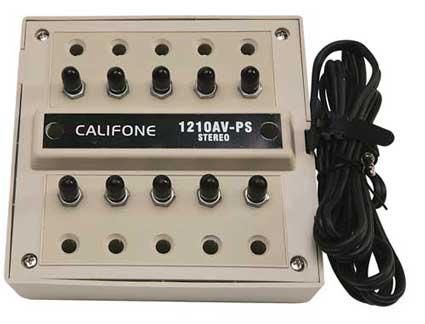 Califone 1210AVPS Stereo Jackbox, 10 Position, Ten 1/4 learning positions, each with individual volume control large enough for most groups, Rugged ABS plastic housing, Beige; Cord Permanently attached, UPC 610356092002 (1210-AVPS 1210 AVPS 1210AV-PS) 