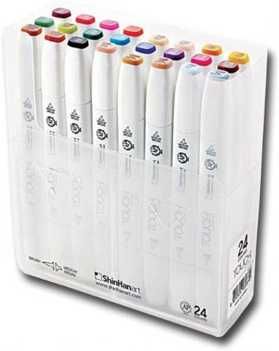 ShinHan Art 1212400 Touch Twin Brush, 24 Colors Beush And Medium Broad Nib Marker Set; The delivery of ink flow can be perfectly controlled to allow precision drawing; Double-ended with fine and broad nibs; The finest control of ink flow, absolutely no smudging or bleeding; UPC 8809326960379 (SHINHANART1212400 SHINHANART 1212400 SHINHAN ART SHINHANART-1212400 SHINHAN-ART)