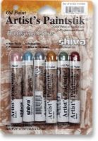 Shiva 121303 Paintstik, Oil Paint Artist Color 6-Piece Pro Traditional Set; Ideal for sketching, outlining, or covering large areas and colors are mixable; These oil paint sticks can be used with traditional oil paint techniques, mediums, varnishes, and surfaces; Non-toxic and hypo-allergenic; Blistercarded; 6-piece pro traditional set; UPC 717304062251 (SHIVA121303 SHIVA 121303 SP121303 SP 121303 SP-121303) 