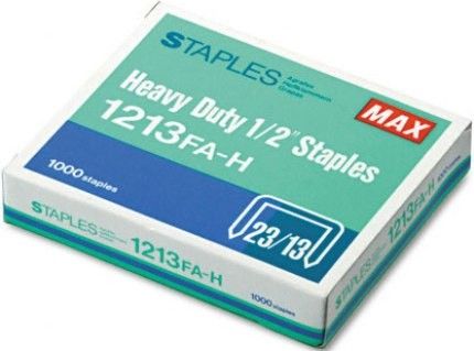 Max 1213FA-H Heavy-Duty Staples, 100 Per Strip Staples Quantity, Heavy-duty Staple Type, 0.5