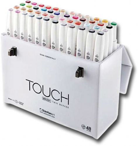 ShinHan Art 1214800 Touch Twin Brush, 48-Color Brush And Medium Broad Nib Marker Set; An advanced alcohol-based ink formula that ensures rich color saturation and coverage with silky ink flow; The alcohol-based ink doesn't dissolve printed ink toner, allowing for odorless, vividly colored artwork on printed materials; UPC 8809326960386 (SHINHANART1214800 SHINHANART 1214800 SHINHAN ART SHINHANART-1214800 SHINHAN-ART)