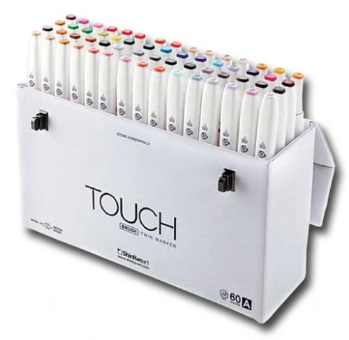 ShinHan Art 1216030 Touch Twin Brush, 60-Color Brush And Medium Broad Nib Marker Set A; An advanced alcohol-based ink formula that ensures rich color saturation and coverage with silky ink flow; The alcohol-based ink doesn't dissolve printed ink toner, allowing for odorless, vividly colored artwork on printed materials; UPC 8809309666878 (SHINHANART1216030 SHINHANART 121630 SHINHAN ART SHINHANART-121630 SHINHAN-ART)