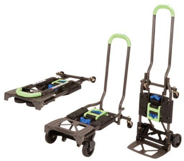 Cosco 12222PBG1E Shifter Multi-Position Folding Hand Truck and Cart; Heavy Duty - Durable Steel Frame with 300lbs Weight; Capacity; Easy to Use - Quick Conversion with no pins or tools; Multi-Position - Use as a Two Wheel Upright Hand Truck,; a 4 wheel Cart, and Folds Flat for Transport/Storage; Height: 49.25