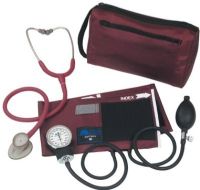 Mabis 12-265-071 MatchMates Aneroid Sphygmomanometer Combination Kit with a 3M Littmann Lightweight II S.E. 28" Stethoscope, Burgundy, Includes color coordinated over-sized carrying case, Adult size calibrated nylon cuff, Easy-to-read gauge with a lifetime calibration warranty (12265071 12265-071 12-265071 12 265 071) 