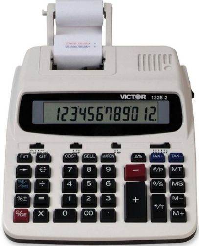 Victor 12282 Two-Color Roller Printing Calculator, 12-Digit LCD Display, Display Digit Height 17mm, Handheld/Desktop Desktop, Item Count Function, Print Lines/Second Speed 2.7, UPC 014751122829 (VIC12282 1228 2 1228-2)