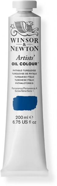Winsor and Newton 1237526 Artist Oil Colour, 200 ml Phthalo Turquoise Color; Unmatched for its purity, quality, and reliability; Every color is individually formulated to enhance each pigment's natural characteristics and ensure stability of color; UPC 094376985917 (1237526 WN-1237526 WN1237526 WN1-237526 WN12375-26 OIL-1237526)