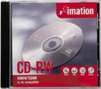 Imation 12381 CD-RW Rewritable Disc, 700MB Storage Capacity, 80 Minutes Audio/Video Duration, 4x Re-write Maximun Data Transfer Rate, CD-RW Drive Writing Compatibility, CD-RW Drive, CD-R Drives, CD-RW Drive and DVD-ROM Drive Reading Compatibility(12-381 12 381)