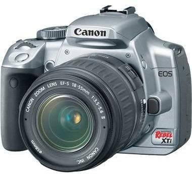 Canon 1239B001 EOS Digital Rebel Xti Silver Kit, Includes EOS Digital Rebel Xti Camera with 10.1 Megapixel and 18-55mm Lens, 2.5 in. LCD Screen diagonal with a viewing angle of approx. 160 vertically and horizontally, Brightness Control 7 levels provided (123-9B001 1239B-001 DIGREBXTISIL)