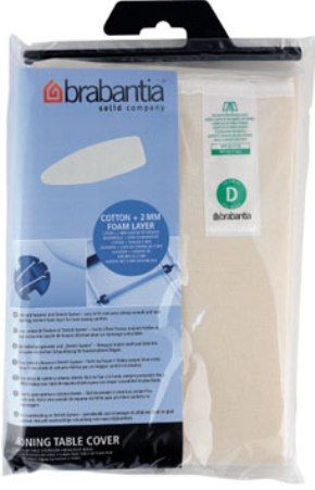 Brabantia 124662 Replacement Ironing Table Cover 135 x 45 cm with 2 mm Foam Layer, Ecru, Ideal ironing surface for normal and steam ironing, 100% durable cotton with resilient foam layer for more ironing comfort, With cord fastener and Stretch System - easy to fix and cover always smooth and taut, Dimensions (HxW) 135 x 45 cm (124-662 124 662)