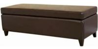 Wholesale Interiors 125-001 Alonso Rectangle Leather Storage Ottoman in Dark Brown, Constructed with kiln-dried hardwood frame, Leg construct of rubber wood with walnut finish, Comfortable medium firm high density foam fill, 46" L x 14.25" D x 9" H Internal space, UPC 878445000035 (125001 125-001 125 001) 