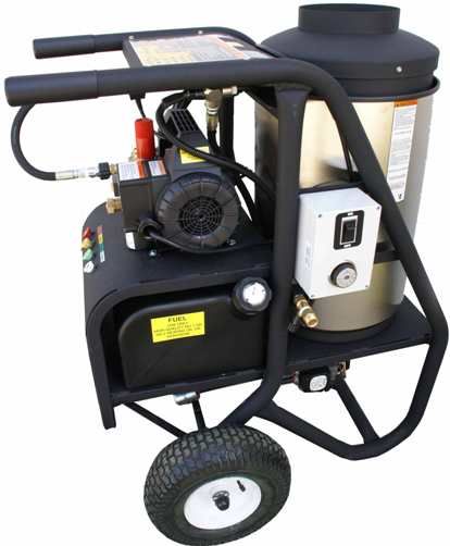 Cam Spray 1250SHDE SH Series Oil Fired Hot Water Pressure Washer, 1250 PSI, 87 bar, 2 GPM, 7.6 lpm, 120V, 20 Amp, 1 Phase, 1.5 Horsepower, 5 Gallon Burner Fuel Tank Capacity, Triplex plunger pump with ceramic plungers and stainless steel valves, Adjustable pressure, Adjustable Thermostat and pressure pop-off, Chemical Injection, Trigger Gun (1250-SHDE 1250 SHDE)