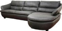 Wholesale Interiors 1252-M9812-Sofa/Chaise Bailey Black Leather Sectional Sofa, 2-piece modern sectional sofa, Contrasting stitching in white runs along outer edges and across chaise, 67"W x 35"D Sofa, 38"W x 66"D Chaise, 16"H x 21"D Seat, 23"-27"Arm height, Solid kiln-dried hardwood frame, High density polyurethane foam cushioning, UPC 878445009366 (1252M9812SofaChaise 1252-M9812-Sofa-Chaise 1252 M9812 Sofa Chaise) 