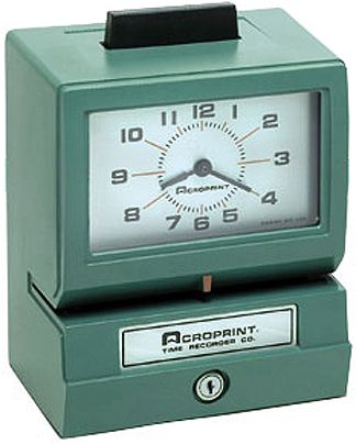 Acroprint 01-1070-413 model 125QR4 Heavy Duty Time Recorder, Rugged and Dependable Manual-Print Time Clocks; Month, date, hour (0-23), minute; Designed to provide years of trouble-free service, Manual-print time recorder accepts standard time cards; UPC 033297120700 (011070413 011070-413 01-1070413 125 QR4 125-QR4)