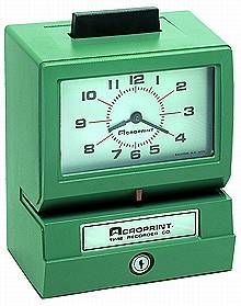 Acroprint 01-1070-41B model 125RR4 Manual Time Recorder Months, Day, 0-23 Hr, Minutes (125-RR4 125 RR4 125 01 1070 41B 01107041B)