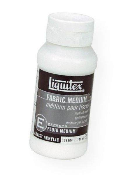Liquitex 126804 Fabric Medium; Enhances the workability of acrylic paint on fabric; Controls bleeding of colors thinned with water; Provides a smooth, consistent flow when added to soft body acrylic colors; Prevents uneven application of paint to rough textured fabrics; Reduces stiffness of dried acrylic paint on fabric; UPC 094376926125 (LIQUITEX126804 LIQUITEX-126804 LIQUITEX/126804 ARTWORK CRAFT)