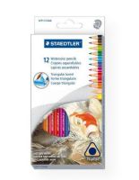 Staedtler 1271C12 Triangular Watercolor Pencils 12-Set; Smooth, color-intensive watercolor pencils for fine art and craft use; Can be used on watercolor paper and board; Pencils are water-soluble; brush with water for smooth color washes; Excellent blending quality; Easy to sharpen; AP Certified; Assorted colors; 12-Set; Shipping Weight 0.19 lb; Shipping Dimensions 0.5 x 4.00 x 8.00 in; UPC 031901950101 (STAEDTLER1271C12 STAEDTLER-1271C12 STAEDTLER/1271C12 ARTWORK) 