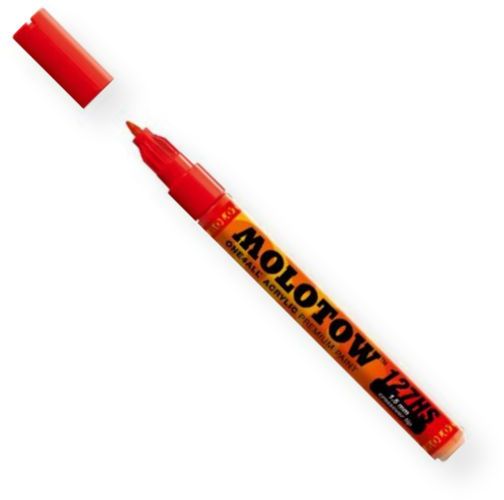 Molotow 127.402 Crossover 1.5mm Tip  Acrylic Pump Marker; Traffic Red 013; Premium, versatile acrylic based hybrid paint markers that work on almost any surface for all techniques; Patented capillary system for the perfect paint flow coupled with the Flowmaster pump valve for active paint flow control makes these markers stand out against other brands; EAN 4250397606057 (M127402 M-127402 127402 MARKER-127402 MOLOTOW127402 MOLOTOW-127402)