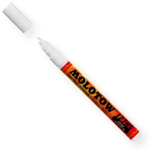 Molotow 127.411 Crossover 1.5mm Tip  Acrylic Pump Marker; Signal White 160; Premium, versatile acrylic based hybrid paint markers that work on almost any surface for all techniques; Patented capillary system for the perfect paint flow coupled with the Flowmaster pump valve for active paint flow control makes these markers stand out against other brands; EAN 4250397610016 (M127411 M-127411 127411 MARKER-127411 MOLOTOW127411 MOLOTOW-127411)