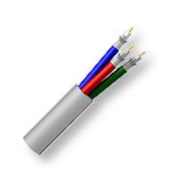 BELDEN1277P0081000, Model 1277P, 25 AWG, 3-Coax, RGB Video, Mini Hi-Resolution Cable; Gray; Plenum-CMP Rated; 25 AWG solid tinned copper conductors; FPFA insulation; Duofoil and tinned copper interlocked serve shield; Inner PVDF jackets; PVC jacket; UPC 612825110170 (BELDEN1277P0081000 TRANSMITION WIRE PLUG CONDUCTORS) 