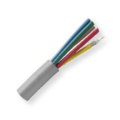 BELDEN1280P008500, Model 1280P, 25 AWG, 6-Coax, RGB Video, Mini Hi-Resolution Cable; Gray; Plenum-Rated; 6 25 AWG tinned copper conductors; FPFA insulation; Duobond foil Tape and Tinned copper interlocked serve shield; Inner PVDF jackets, PVC jacket; UPC 612825110453 (BELDEN1280P008500 TRANSMISSION CONNECTIVITY IMAGE WIRE)