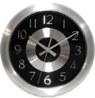 Infinity Instruments 12977AL-2651BK Mercury Black Wall Clock, 10" Round, Shiny Aluminum Case, Black Dial, Metal Silver Hands & Second Hand, Arabic Numbers, Highly Accurate Quartz Movement, One AA Battery Required (not included), UPC 731742129772 (12977AL2651BK 12977AL 2651BK 12977AL/2651BK) 