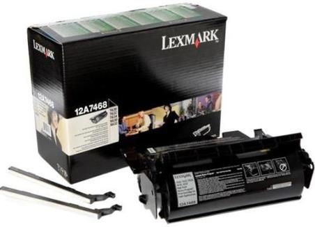 Lexmark 12A7468 Black High Yield Return Program Toner Cartridge For use with Lexmark X632e, X632, X630, X634dte, X632s, X634e, T630, T630n, T630dn, T632, T632n, T632tn, T632dtn, T634, T634n, T634tn, T634dtn, T632dtnf, T634dtnf, T630 VE and T630n VE Printers, 21000 standard pages Declared yield value in accordance with ISO/IEC 19752, New Genuine Original Lexmark OEM Brand, UPC 734646118156 (12A-7468 12-A7468 12A 7468)