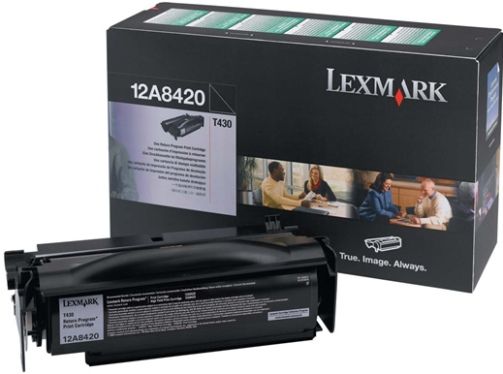 Lexmark 12A8420 Black Return Program Print Cartridge, Works with Lexmark T430 T430d and T430dn Printers, 6000 standard pages Declared yield value in accordance with ISO/IEC 19752, New Genuine Original OEM Lexmark Brand (12A-8420 12A 8420 12-A8420 12A8-420)