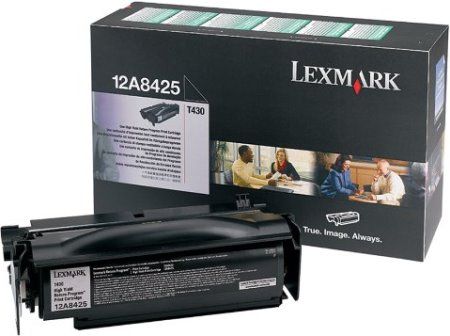 Lexmark 12A8425 Return Program High-Yield Black Toner Cartridge For use with Lexmark T430, T430d, T430dn and T430dtn Printers; 12000 standard pages Declared yield value in accordance with ISO/IEC 19752, New Genuine Original Lexmark OEM Brand, UPC 734646024907 (12A-8425 12A 8425 12A8-425)