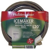 Fluidmaster 12IM120 No-Burst Icemaker Connector, 120 in, 1/4in comp x 1/4in comp; Braided Stainless Steel for superior bursting strength - Each foot of No-Burst contains 250 feet of stainless steel wire; Stainless ferrules are extra-long with added crimps for added security; Tough non-toxic inner polymer core resists chlorine and chloramines and rotting; Flexible; Easy to instal; Meets agency standards; Ship Weight 2 lb (121M120) 