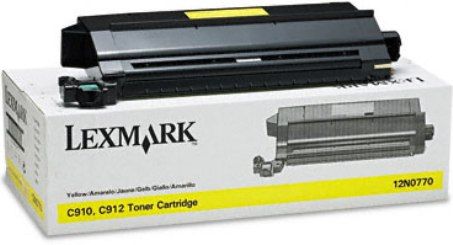 Lexmark 12N0770 Yellow Toner Cartridge, Works with Lexmark C910 C910dn C910fn C910in C910n C912 C912dn C912fn C912n and X912e Printers, Up to 14000 pages @ approximately 5% coverage, New Genuine Original OEM Lexmark Brand (12N-0770 12N 0770 12-N0770 12N0-770)