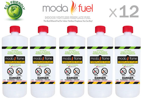 Moda Flame 12PKPHC Bio Ethanol Fireplace Fuel - 1 Quart (12 Bottles); Denaturated Alcohol; For child safety, bitterant is added as a human aversive; Clean, Pure Plant-Based Fuel; 100% Natural Alcohol; Clean Burning Fuel - NO Soot or Hazardous Fumes; No Oil Products Added; This fuel only ships to Continental states of USA; UPC 799928943314 (12PKPHC 12PK-PHC 12-PKPHC)