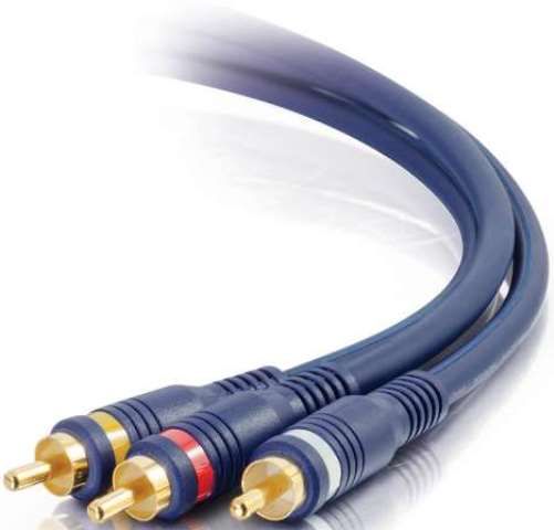 Cables To Go 13038 Velocity 12 Ft. RCA Audio/Video Cable, Blue; Efficiently use one cable to connect composite audio and video, enjoy excellent sound and video quality for today's home theater applications; Carries Composite Video and Stereo Audio signals; Twisted pair wire for audio clarity; Braided shield to protect from interference; Weight 1.120 Lbs; UPC 757120130383 (13-038 130-38)
