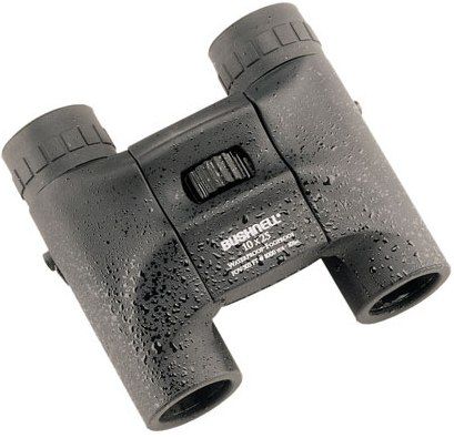 Bushnell 13-1005 H2O 10x25mm Compact Folding RP Binoculars, 330 Field of View ft@1000yds, BaK-4 prisms for bright, clear, crisp viewing, Multi-coated optics for superior light transmission, 100% waterproof: O-ring sealed and nitrogen purged for reliable, fog-free performance, 12 Eye Relief, Center Focus System, 2.5mm Exit Pupil, UPC 029757135100 (131005 13 1005 131-005)