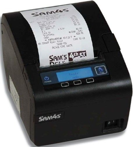 SAM4S 131040 Ellix 40 Thermal Receipt Printer with USB+Serial Interface; 270mm per Second Print Speed; LCD Displays Operator Messages, Errors and Guides the Operator Through Setup and Option Selections; Aluminum Main Frame Insures Durability and Quiet Operation; Accepts 2-1/4