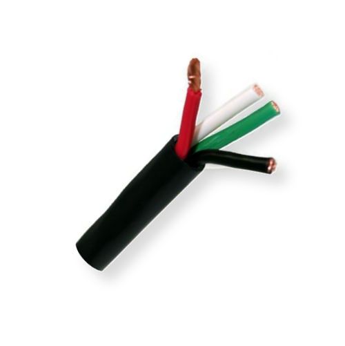 BELDEN1312A0101000, Model 1312A, 12 AWG, 4-Conductor, High Conductivity, Speaker Cable; Black; CL3 and CM-Rated; 4-12 AWG stranded high conductivity bare copper conductors with polyolefin insulation; PVC jacket with sequential footage marking every two feet; UPC 612825111665 (BELDEN1312A0101000 TRANSMITION PLUG WIRE ELECTRICITY)