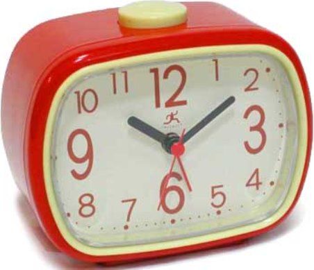 Infinity Instruments 13229RD-2449IV That 70s Alarm Clock, Retro Red & Ivory Plastic, Second Hand Matching Case, L 3.5
