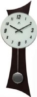 Infinity Instruments 13304BK-2501 The Hilton Wall Clock, Wood Clock Mounted to Long Curved Black Wood, Glass Dial, Metal Pendulum, Arabic Numerals, Accurate Quartz Movement, L 23.5" X W 8.5" X D2.25", Requires 1 AA Battery (not included), UPC 731742133045 (13304BK2501 13304BK 2501 13304BK/2501) 