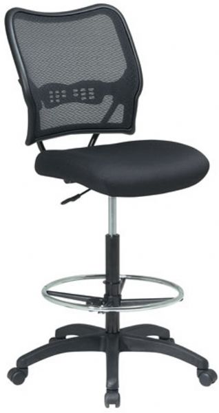 Office Star 13-37N20D Space CollectionDeluxe Air Grid Back Drafting Chair with Mesh Seat and Adjustable Footring, Thick padded mesh seat, Air grid back with built-in lumbar support, One touch pneumatic seat height adjustment, 20