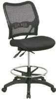 Office Star 13-37N30D Space Deluxe Ergonomic Air Grid Back & Mesh Seat Drafting Chair, Thick Padded Mesh Seat and Air Grid Back with Built-in Lumbar Support, One Touch Pneumatic Seat Height Adjustment, Dual Function Control, Adjustable Chrome Finish Footring, Nylon Base with Dual Wheel Carpet Casters (1337N30D 13 37N30D OfficeStar) 