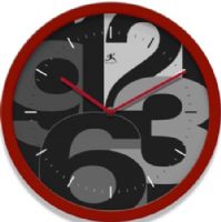 Infinity Instruments 13388RD-3510D Mojo Red Wall Clock, 12" Round, Resin Red Case, Grayscale Dial, Glass Lens, Quartz Clock Movements Ensure Reliability, Requires 1 AA battery (not included), UPC 731742088109 (13388RD3510D 13388RD 3510D 13388RD/3510D) 