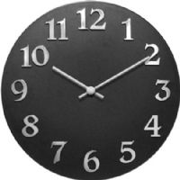 Infinity Instruments 13392BK Vogue Wall Clock, 12" Round, Black Resin Open Face Clock, Raised Silver Numbers, Silver Resin Hands, Takes one AA battery (not included), UPC 731742013941 (13392-BK 13392 BK 13392/BK) 