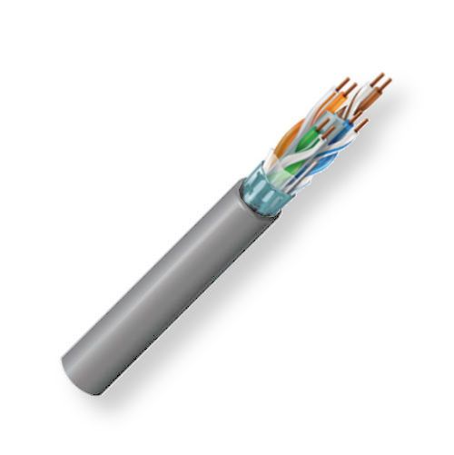 Belden 1351A 0081000, Model 1351A, 23 AWG, RG-59, 4-Pair CAT6 Premise Horizontal F/UTP Cable; Gray Color; Riser-CMP Rated; Solid bare copper conductors; Polyolefin insulation; Polyester separator; Overall Beldfoil shield; PVC jacket; UPC 612825112433 (BTX 1351A0081000 1351A 0081000 1351A-0081000 BELDEN)