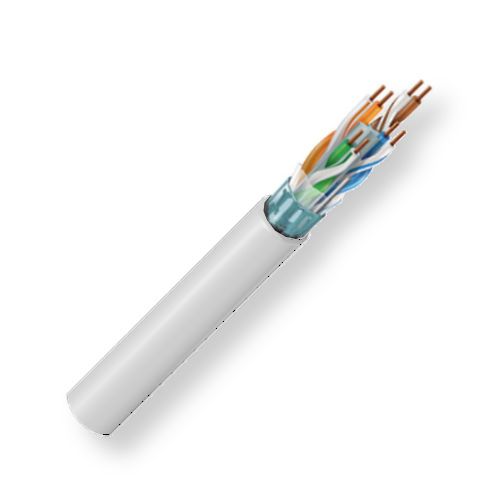 BELDEN1352A0091000, Model 1352A, 23 AWG, RG-59, 4-Pair CAT6 Premise Horizontal F/UTP Cable; White Color; Plenum-CMP-Rated; 23 AWG solid bare copper conductors; FEP insulation; Polyester separator; Overall Beldfoil shield; Flamarrest jacket; UPC 612825112488 (BELDEN1352A0091000 WIRE TRANSMISSION CONNECTIVITY CONDUCTORS)